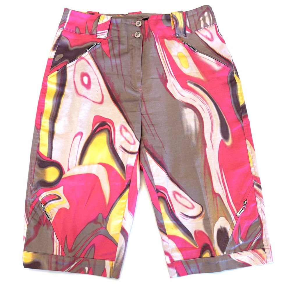JAMIE Sadock Bermuda Long Shorts Sz 4 Swirl Colorful Pink 13" inseam Golf Active